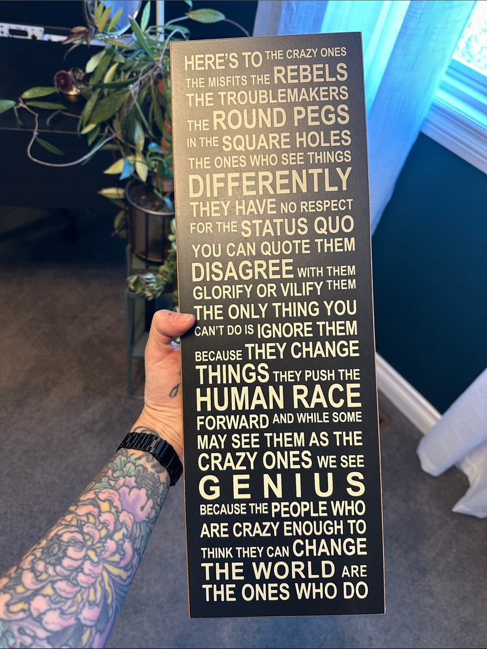 Inspirational 'Here's to the Crazy Ones' Wall Plaque - Black